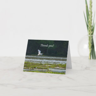 Great White Egret Flying Thank You Card