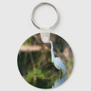 Great White Egret Key Ring