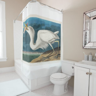 Great White Heron, 1835, The Birds of America Shower Curtain