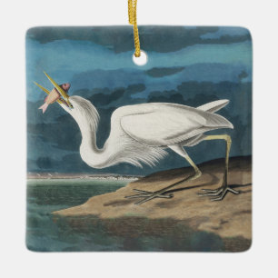 Great White Heron Audubon Bird Wildlife Painting Ceramic Ornament