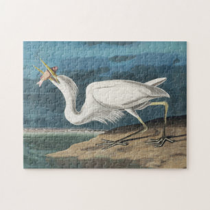 Great White Heron Audubon Bird Wildlife Painting Jigsaw Puzzle