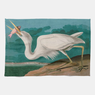 Great White Heron Birds of America Audubon Print Tea Towel