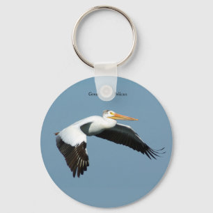 Great White Pelican button key chain