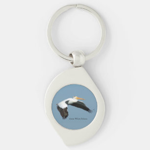 Great White Pelican metal key chain