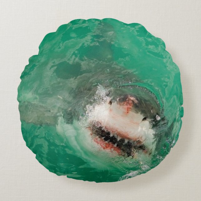 Great White Shark1 Round Cushion (Front)