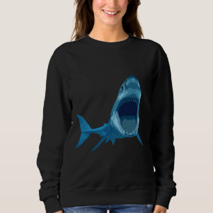 Great White Shark Angry Open Mouth Illustration Re Sweatshirt