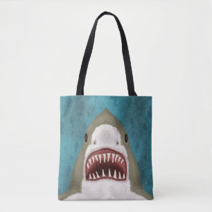 Great White Shark Attack Funny Fish Nautical Beach Tote Bag