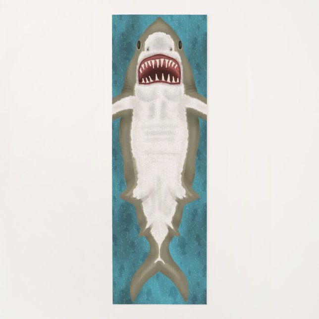 Great White Shark Attack Funny Fish Novelty Ocean Yoga Mat (Front)