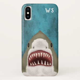 Great White Shark Attack Funny Fish Ocean Monogram Case-Mate iPhone Case