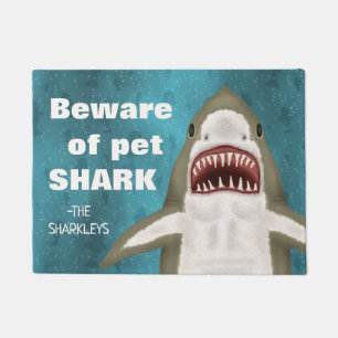 Great White Shark Attack Personalised Funny Beware Doormat