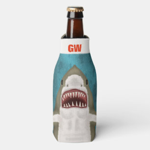 Great White Shark Attack Personalised Ocean Funny Bottle Cooler