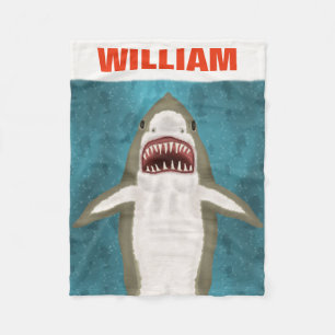 Great White Shark Attack Personalised Ocean Funny Fleece Blanket