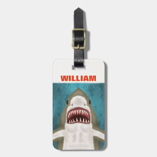 Great White Shark Attack Personalised Ocean Funny Luggage Tag
