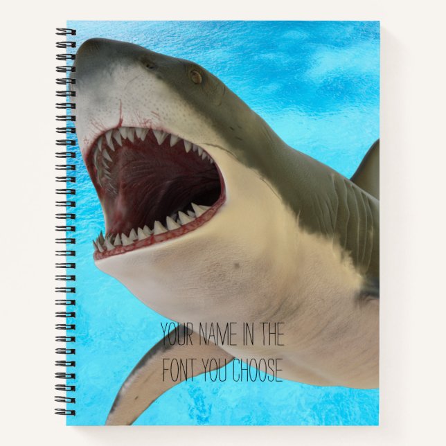 Great White Shark Boys School Spiral Notebook (Front)