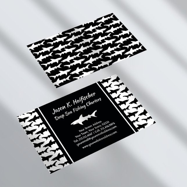 Great White Shark Captain Scuba Fishing Boat Business Card (Fully customizable design)