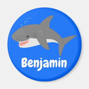 Great white shark cartoon illustration magnet