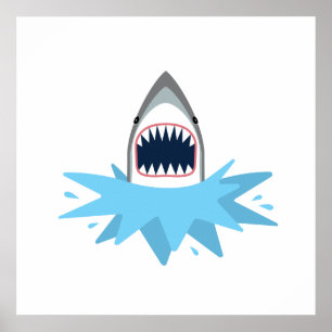 Great White Shark Cartoon Poster