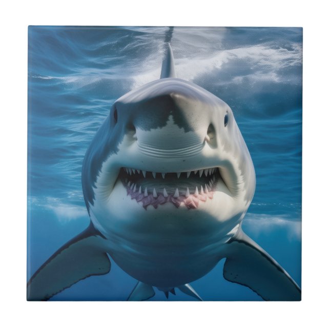 Great White Shark Ceramic Tile (Front)