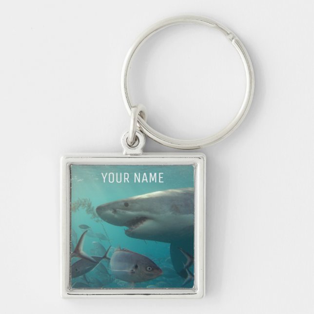 Great White Shark Close Up Underwater Australia Ke Key Ring (Front)