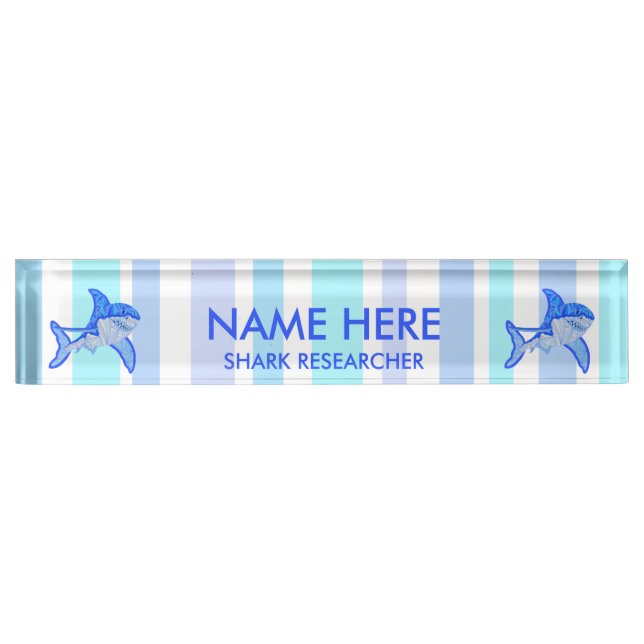 Great White Shark Colourful Sea Stripes Nameplate (Front)