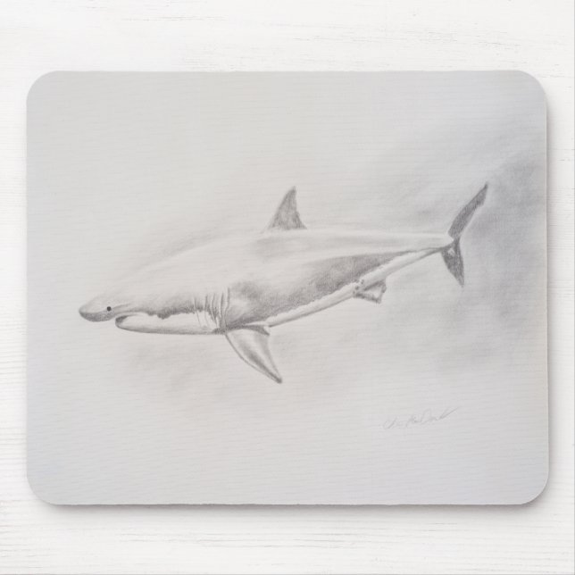 Great White Shark Drawing Mouse Pad (Front)
