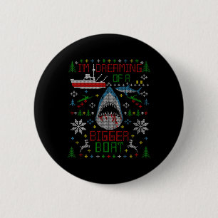 Great White Shark Fishing Ugly Christmas Sweater P 6 Cm Round Badge