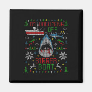 Great White Shark Fishing Ugly Christmas Sweater P Magnet