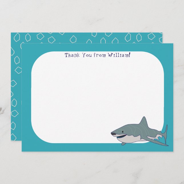 Great White Shark Flat Panel Thank You Card (Front/Back)