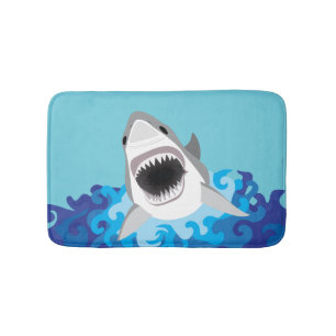Great White Shark Funny Cartoon Bath Mat
