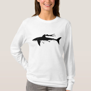 Great white shark gliding - on light background T-Shirt