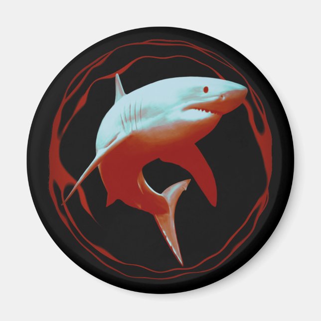 Great White Shark Graphic Design Magnet (Front)