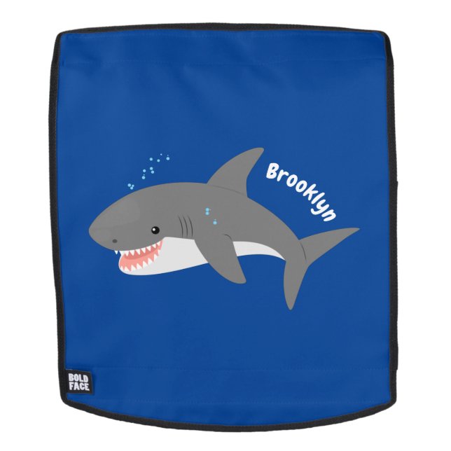 Great white shark happy cartoon illustration backpack (Removable Face)