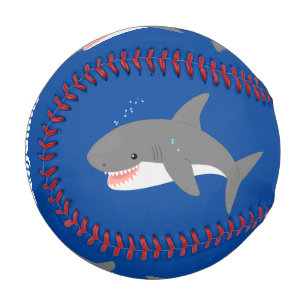 Great white shark happy cartoon illustration baseball