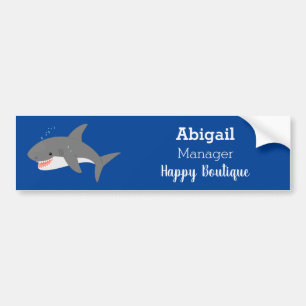 Great white shark happy cartoon illustration bumper sticker