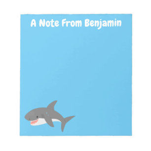 Great white shark happy cartoon illustration notepad