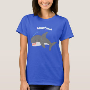 Great white shark happy cartoon illustration T-Shirt