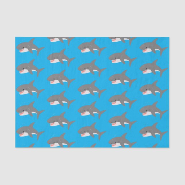 Great white shark happy cartoon illustration tissue paper (Front)