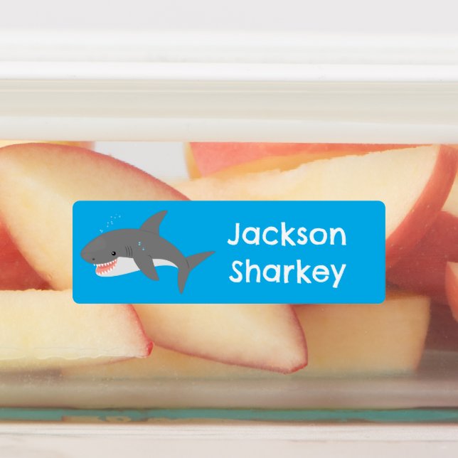 Great white shark happy cartoon personalised  (Affixed)