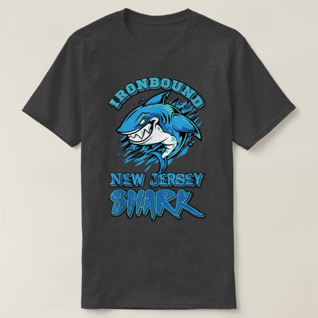Great White Shark Ironbound New Jersey Shark Funny T-Shirt (Design Front)