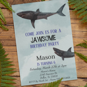 Great White Shark Jawsome Child's Birthday Invitation