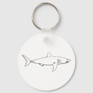 Great White Shark (line art) Key Ring