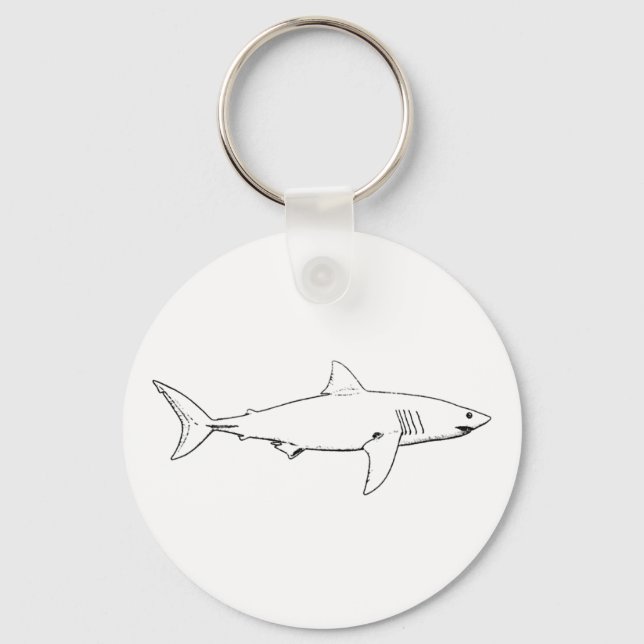 Great White Shark (line art) Key Ring (Front)