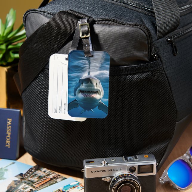 Great White Shark Luggage Tag (Front & Back)