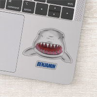 Great white shark mean cartoon illustration