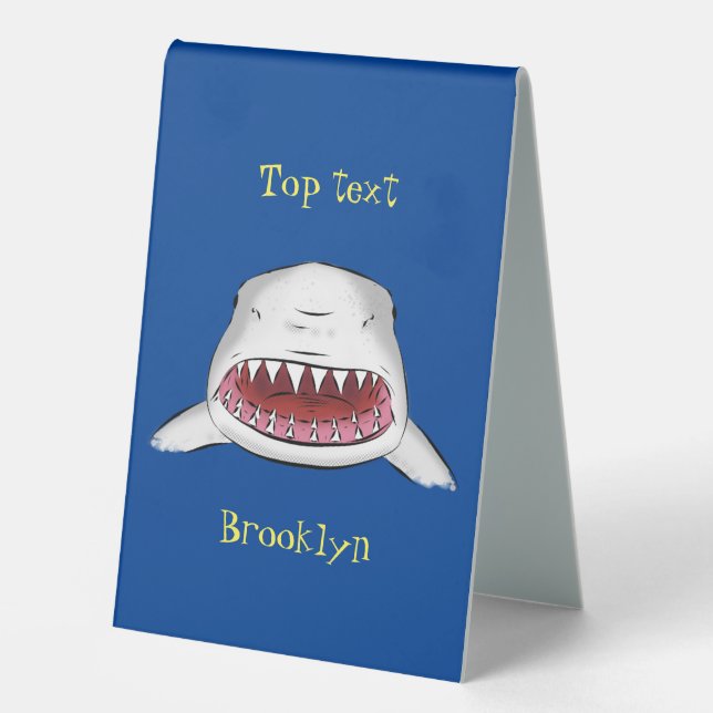 Great white shark mean cartoon illustration (Front)