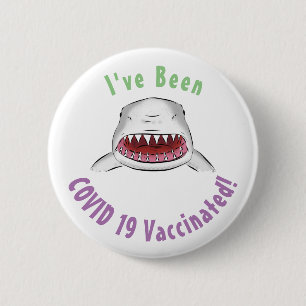 Great white shark mean cartoon illustration 6 cm round badge