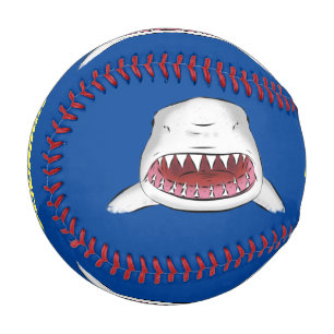 Great white shark mean cartoon illustration baseball