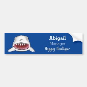 Great white shark mean cartoon illustration bumper sticker