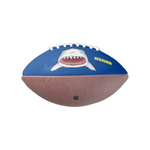 Great white shark mean cartoon illustration football