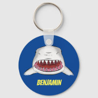 Great white shark mean cartoon illustration